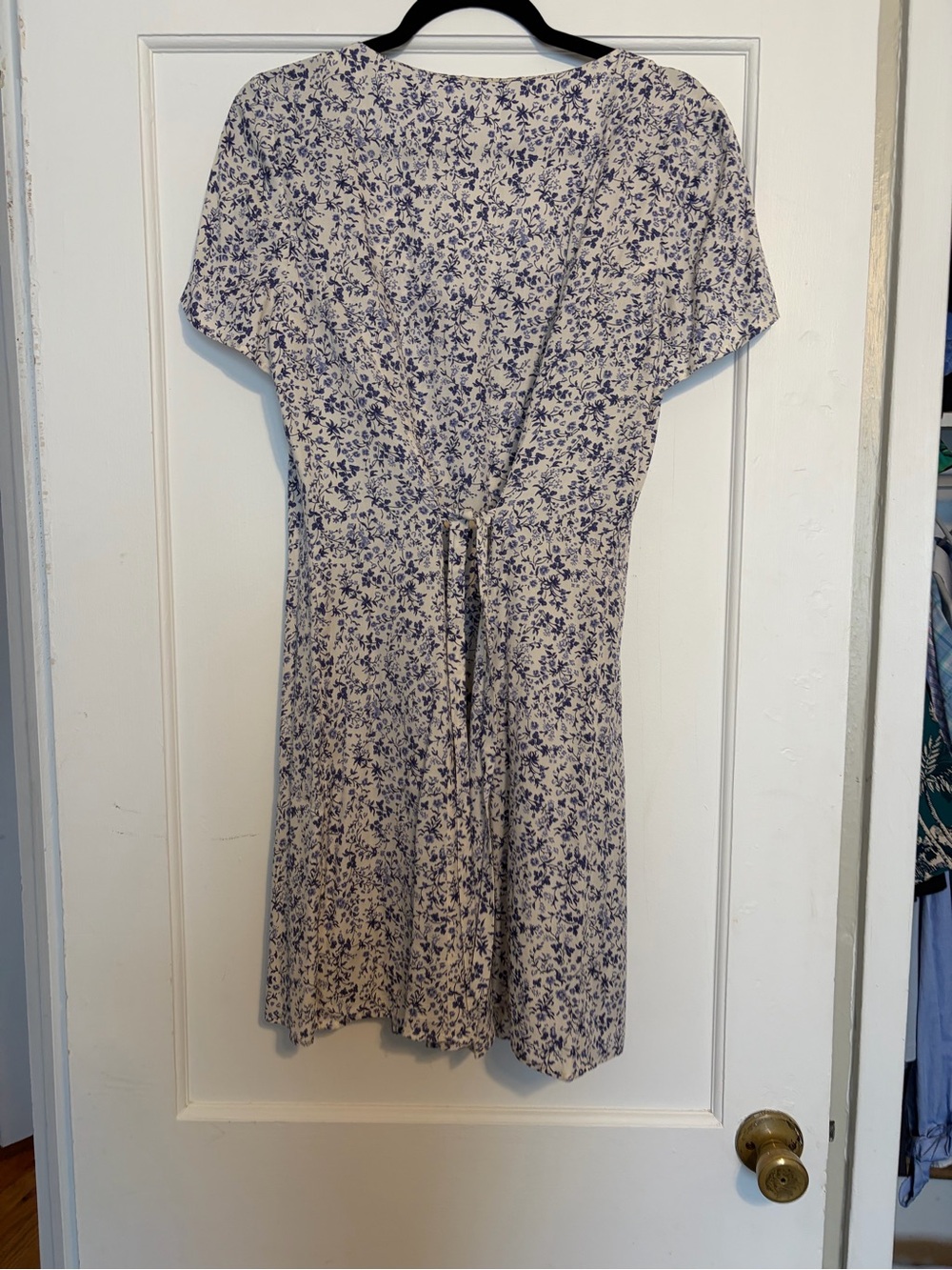 Reformation Cream Midi Dress with Blue Floral Print